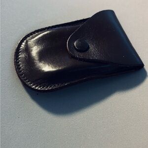 Vintage Gold-tone ITALY Folding Shoe Horn With Brown Leather Case